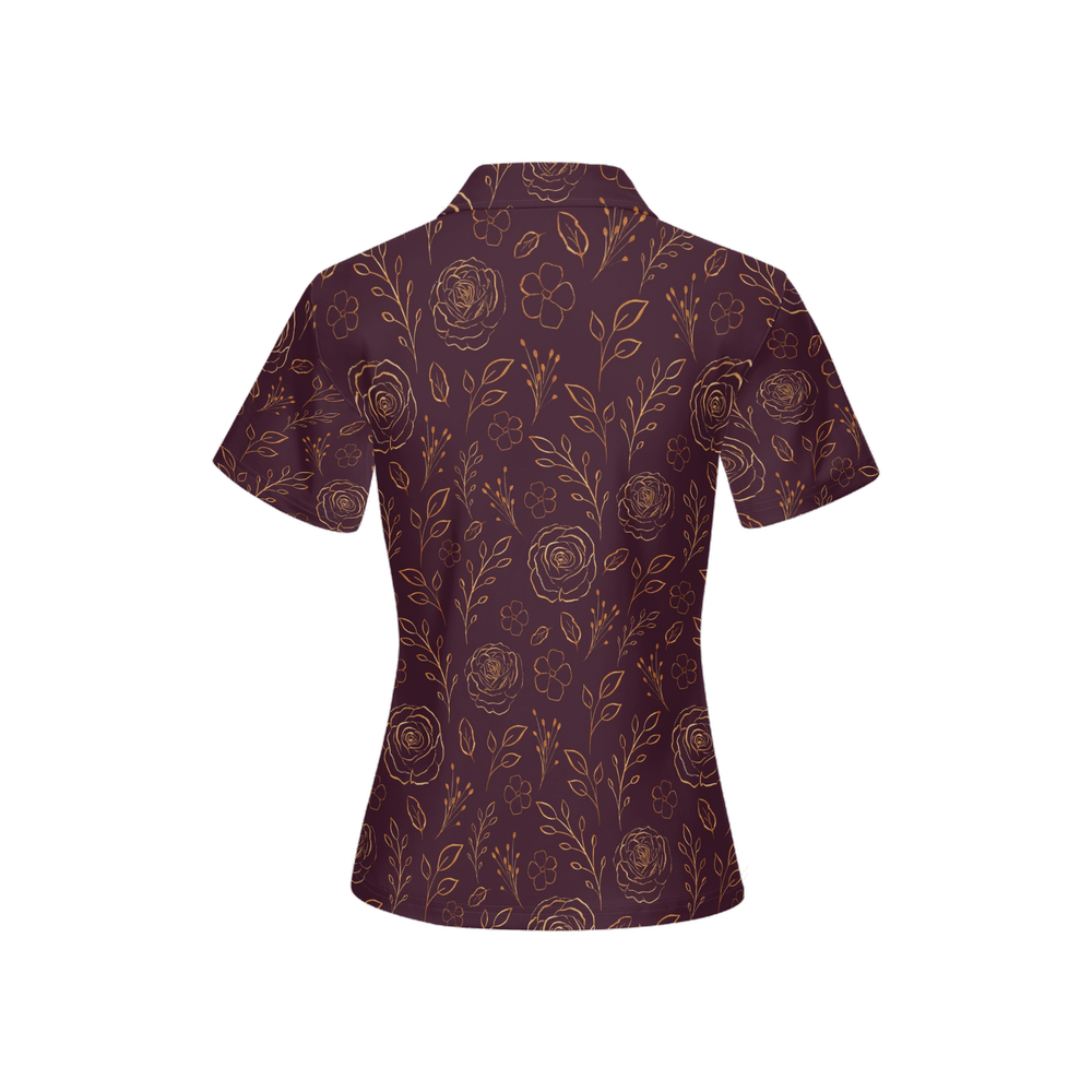 Burgundy Beauty - Women's Luxury Sport fit Short-Sleeve Polo Shirt