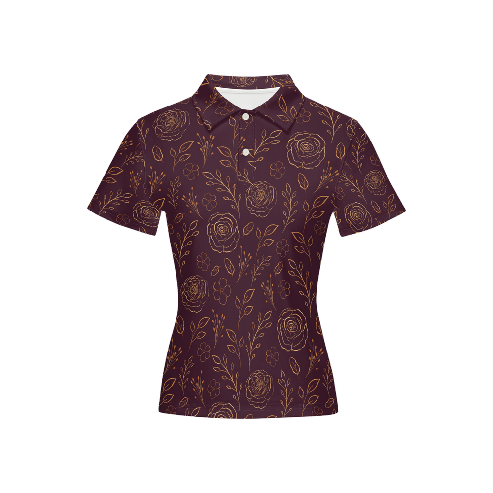 Burgundy Beauty - Women's Luxury Sport fit Short-Sleeve Polo Shirt